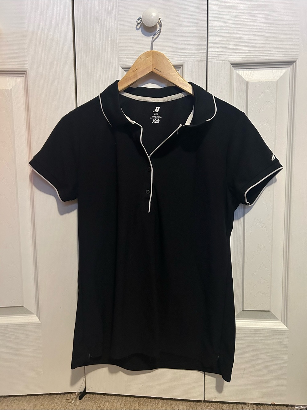 Joe Fresh Black Short Sleeve Polo with White Piping